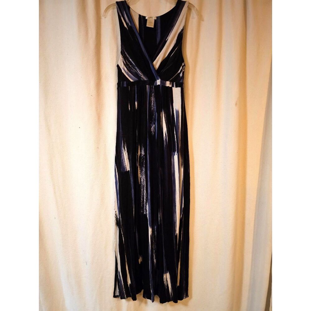 Matty M Empire Waist Maxi Dress Medium | Blue Stretch Side Slits